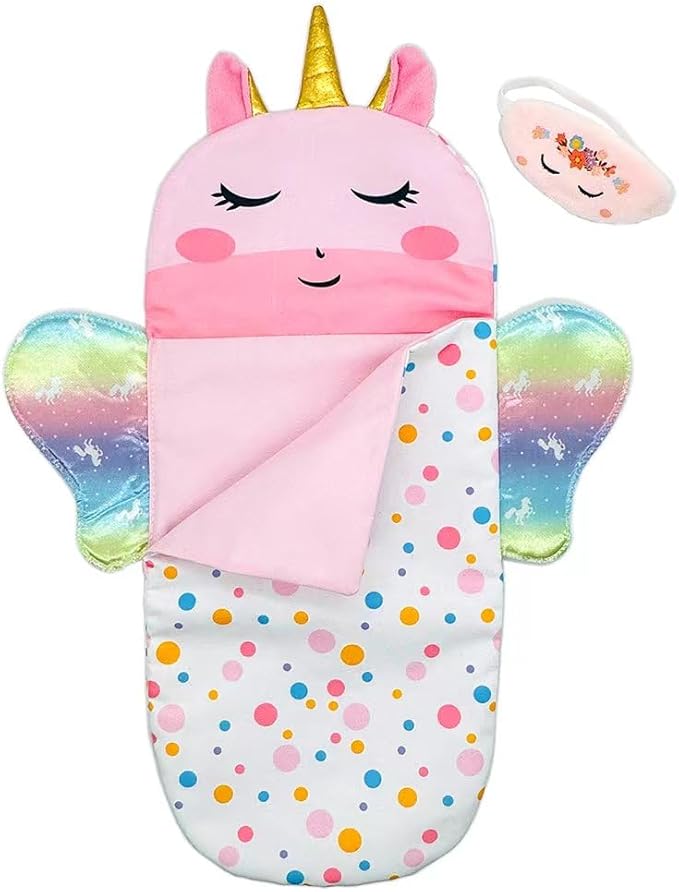 Baby Doll Sleeping Bag Toy Playset Rainbow Unicorn Doll Bedding Slumber Bed Accessories with Eye Mask Doll Unicorn Style Sleeping Bag (for 12 inch Doll)