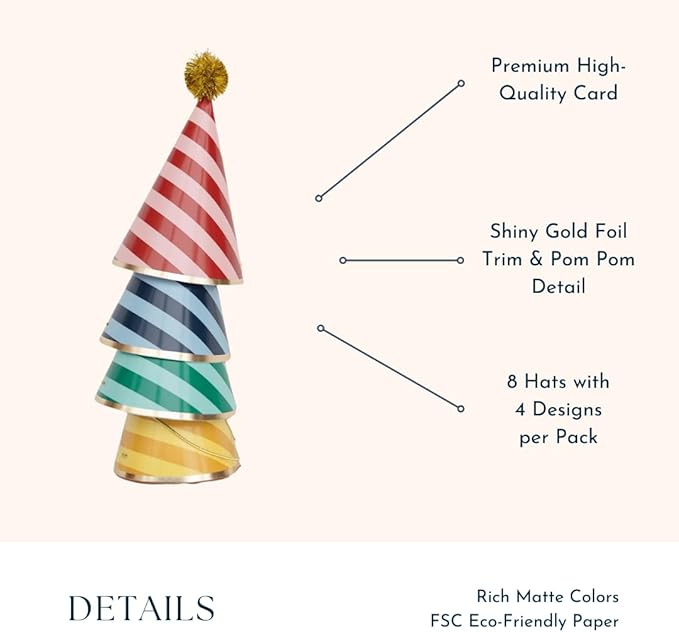 Bonjour Fete Hogwarts™ House Paper Party Hats, Harry Potter Accessories | Wizard Costume Headwear | Wizarding World Merchandise, Birthday Celebration Favors | Pack of 8, 5.5"