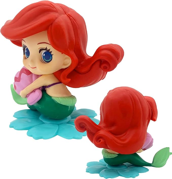 Little Mermaid Cake Topper with Seashells for Ariel Cake Decoration - Mermaid Figurines for Under the Sea Theme Princess Kids Birthday Party Supplies