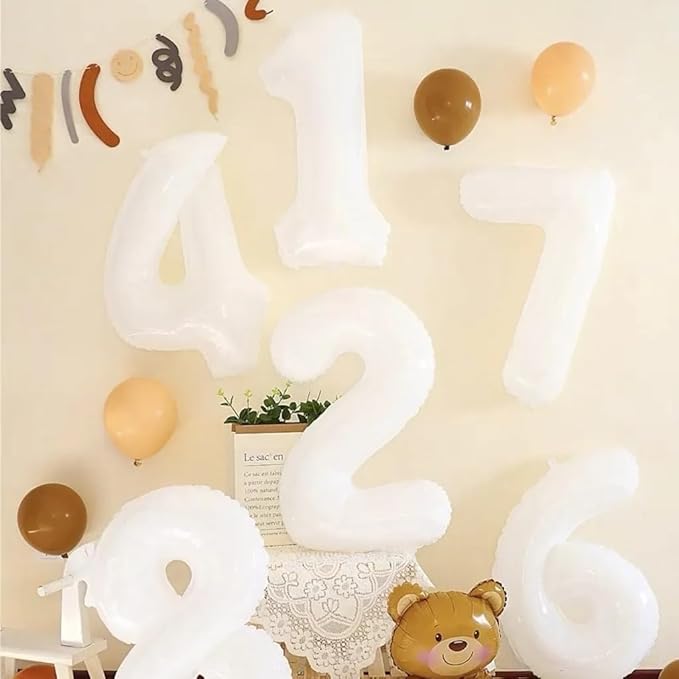 40 Inch Number 8 Balloon, White 8 18 28 80 Birthday Balloons for Men Boys, 8th Birthday Decorations Party Supplies, Wedding, Graduations