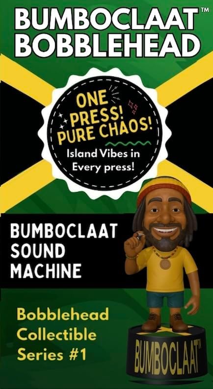 BUMBOCLAAT™ Sync Vibe Rasta Bobblehead – Jamaican Reggae Collectible Figurine | Hilarious Rasta Man Gift | Sound Effect Prank Toy for Parties & Adults – “One Press! Pure Chaos!”