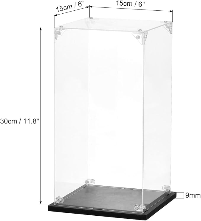 MECCANIXITY Acrylic Display Case, 6"x6"x11.8" Clear Display Box Assemble Dustproof Storage Organizer Showcase for Collectibles Action Figures