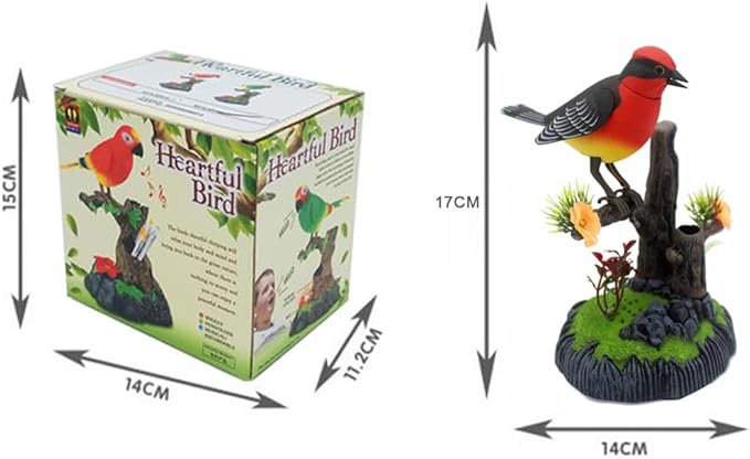nulala Simulation Parrots Birds Ornament - Voice Controlled Scarlet Robin Parrots Chirping and Wings Flap - Electronic Birds Pet for Home Garden Decor (506A)