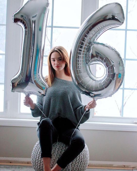 Silver Number 13 Balloon 40 Inch, 13th Birthday Party Decorations for Children, Giant 13 Foil Balloon for Party Supplies
