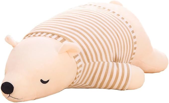 MMTTAO Stuffed Polar Bear Animal Plush Toy 24 Inch Large White Sleeping Bear Animal Stuff Soft Plushies Cute Dolls Collection Huggable Pillow Cushion Birthday Gift for Kids Child Boys Girls, 24Inches