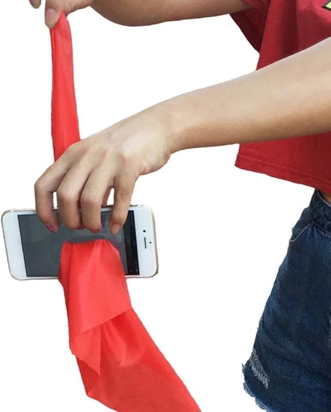 Red Silk Through Phone, Magic Tricks Accessories，Adult Magic Performance Prop Tool，Mentalism Magic for Girlfriend/Wedding Shows or Streets or Party Novelty and Gag Toys