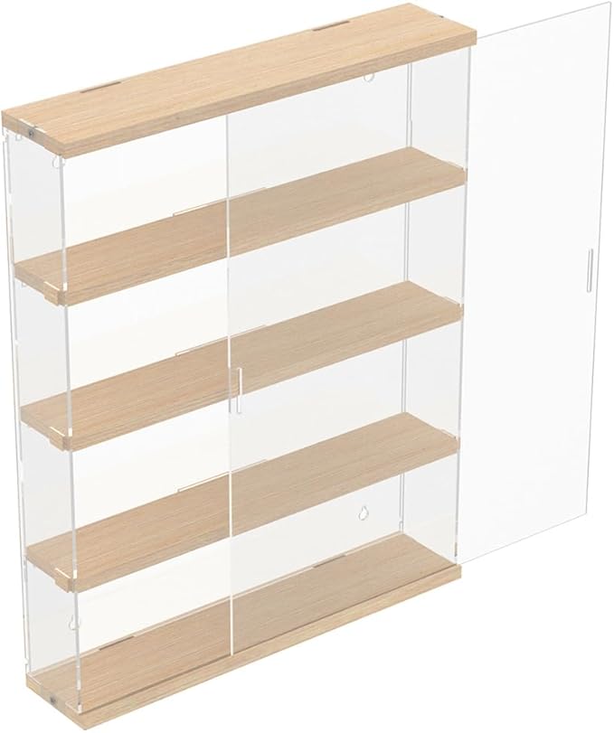DuvinDD Acrylic Display Case Clear Figure Display Case Lego Display Shelves with Sliding Door, Wall Mounted Dustproof Trinket Shelf for Miniature Hot Wheels for Home Bedroom Decor(15.3x3.3x19.7 inch)