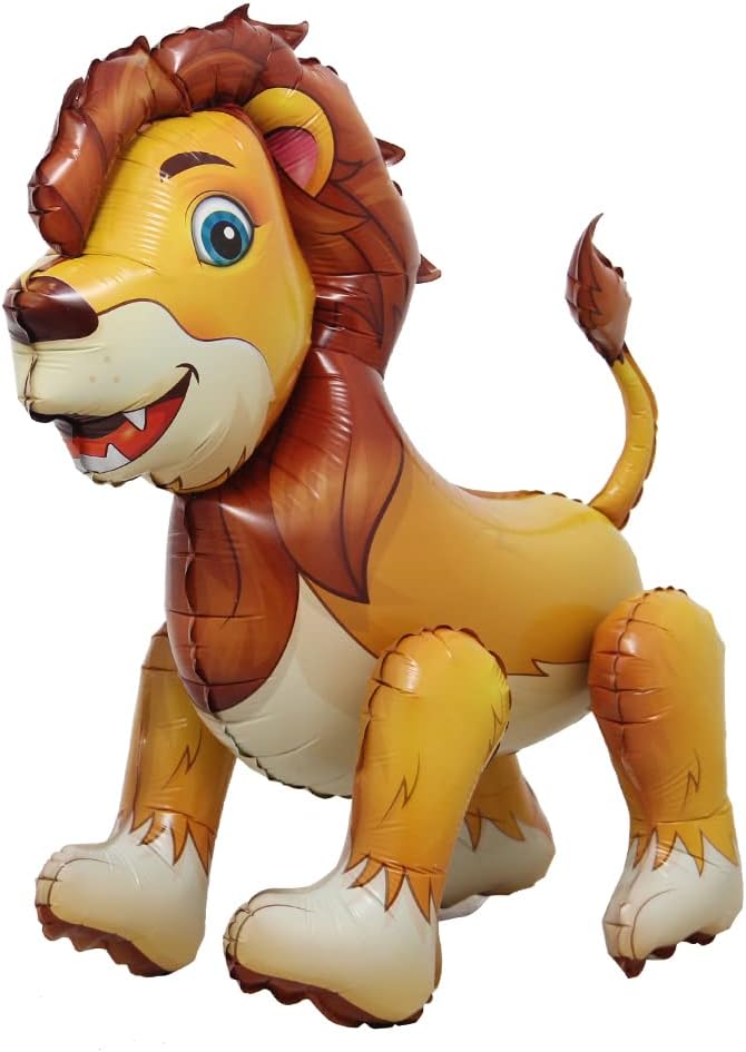 4D Walking Balloons Animal Foil Balloon Lion Panda Alpaca Ballon Jungle Forest Zoo Theme Baby Shower Birthday Party Supplies (4D Lion)