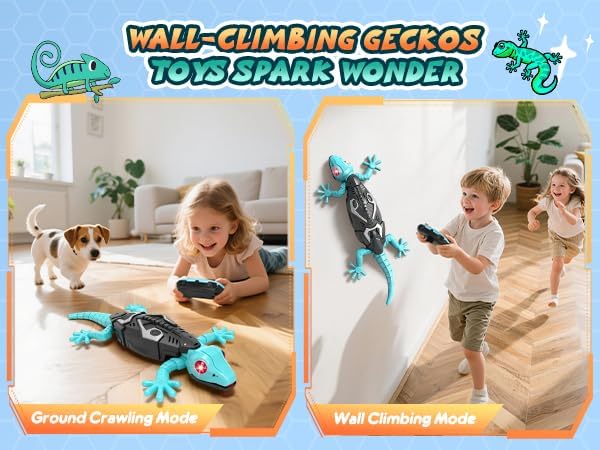 KETIEE RC Wall Crawler Gecko: Wall Climbing Lizard with Remote Control, Rechargeable Floor Ceiling Crawling Gecko, Lifelike Prank Toy Gifts for Boys Girls 3 4 5 6 7 8 9 10+ Year Old- Upgrade Low Noise