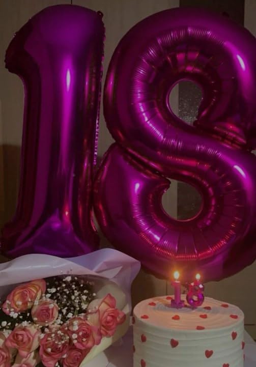 Hot Pink Number 7 Birthday Balloon 40 Inch, Digital Balloons for 7 17 27 70 77 Party Celebration Decorations Supplies, Mylar Foil Numbers Balloon for Seven Wedding Anniversary