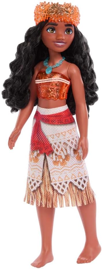 Mattel Disney Princess Moana Doll in Sparkling Fashion with Removable Skirt, Headband and Necklace, Posable & Collectible, Inspired by Movie
