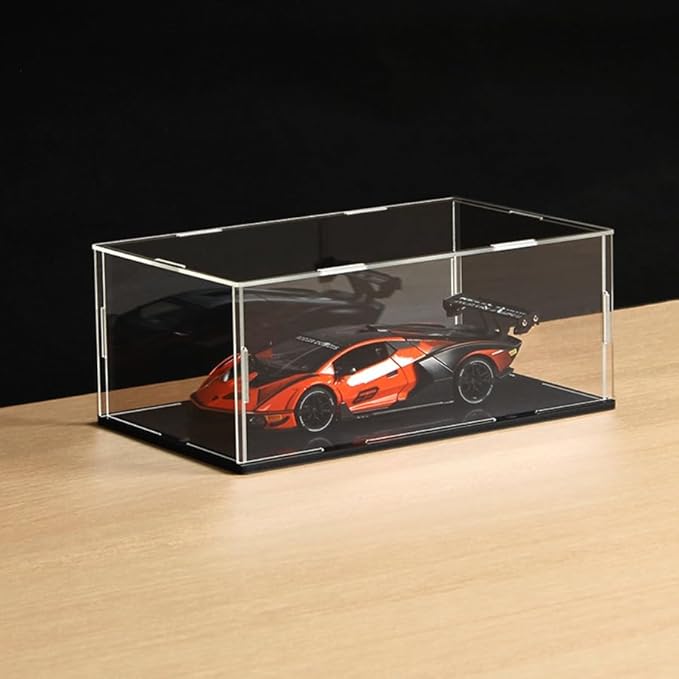Clear Acrylic Display Case, Assemble Cube Display Box Stand with Black Base, Dustproof Protection Showcase for Collectibles Memorabilia Figurines (8*4*4inch;20*10*H10cm)