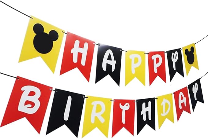 Cartoon Mouse Birthday Party Banner, Cartoon Mouse Style Bunting, Cartoon Mouse Themed Birthday Party Supplies
