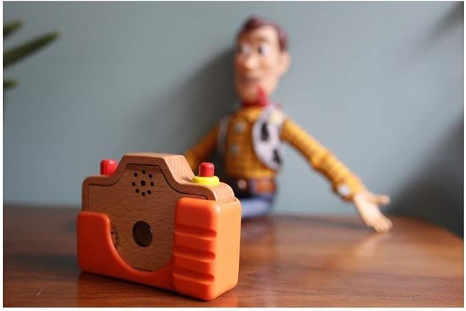 Janod Beech Wood Toddler Camera with Light & Sound Effects & Silicone Cover for Pretend Play Ages 18 Months+