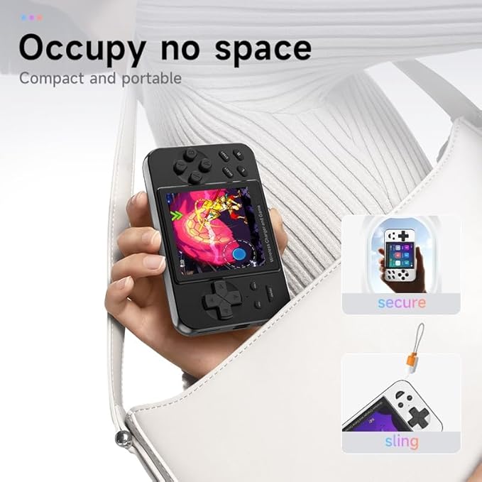 Handheld Game Console Mini Retro Console, 5000mAh Portable Pocket Arcade Supports Wired Wireless Charging Classic Game Ebook Movie Music Photo 7-in-1 with 16GB TF Card (Pink)