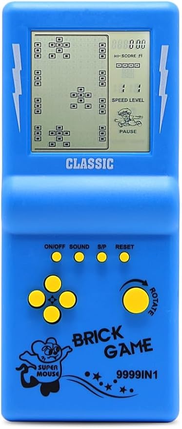 3.5-inch Large Screen Retro Brick Game Console for The 80s/90s Building Block Racing/Tank Game Built-in 23 Classic Games Nostalgic Puzzle Children's Console (Blue)