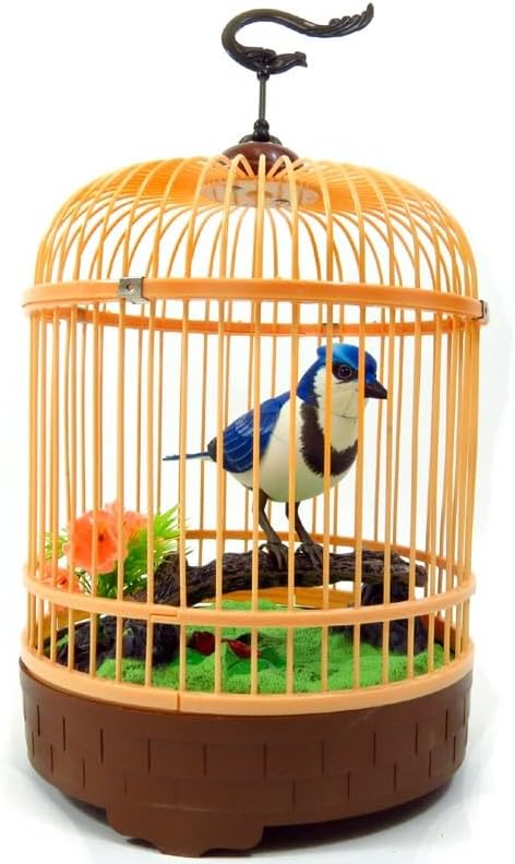 Generic A and E Imports - Singing & Chirping Bird in Cage - Realistic Sounds & Movements - Blue, AEIBC507D