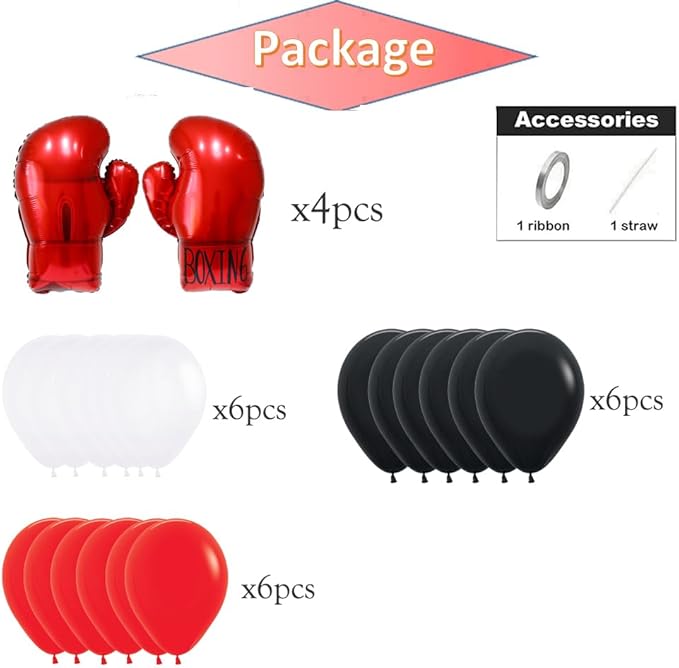 Boxing gloves balloons,boxing party decorations balloons,wrestling birthday party supplies balloon for youth boxing party decor/fight night party balloons