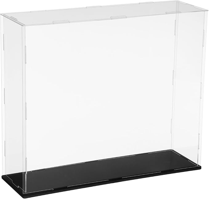 uxcell Acrylic Clear Display Case for Collectibles Self-Assemble Display Clear Boxes with Black Base Dustproof Countertop Storage Box for Collectible Action Figure, 13.8 x 3.9 x 11.8 Inch