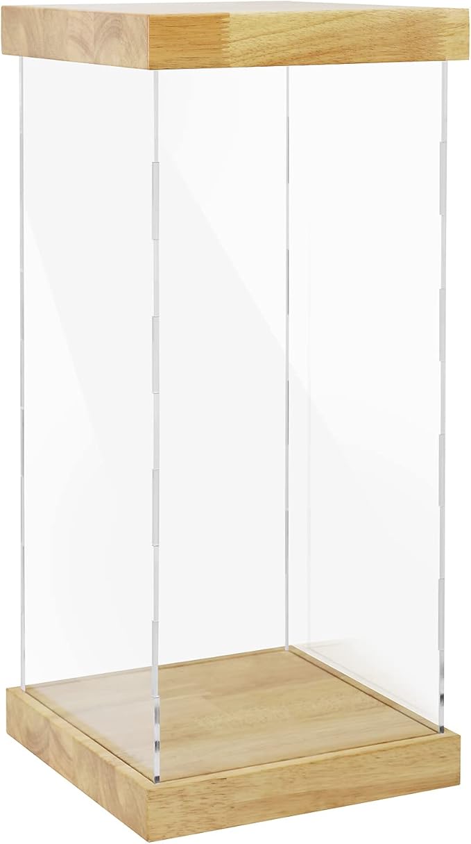 BenchPro Clear Acrylic Display Case for Trophy, Collectibles, Assemble Cube Display Box Stand Dust Proof Protection Showcase for Action Figures Toys. (1.75" Thick Wood, 27" H x 12" L x 12" D)