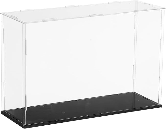 uxcell Acrylic Clear Display Case for Collectibles Self-Assemble Display Clear Boxes with Black Base Dustproof Countertop Storage Box for Collectible Figures, 11.8 x 3.9 x 9.8 Inch