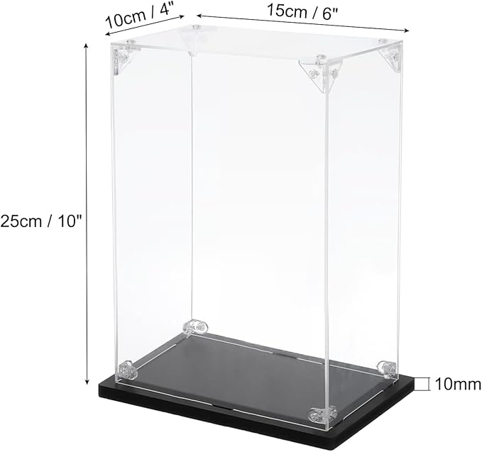 MECCANIXITY Acrylic Display Case, 4''x6''x10'' Clear Display Box Assemble Dustproof Display Box Storage Organizer for Collectibles Action Figures