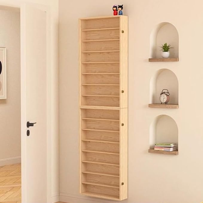 Toy Car Display Case Organizer Storage, 6-Story Solid Wood Wall Mounted Figurine Collection Box with Acrylic Door, Stylish Diecast Car Display Rack for Toy Car, Collectibles, Figurines (50x66.5x8cm)