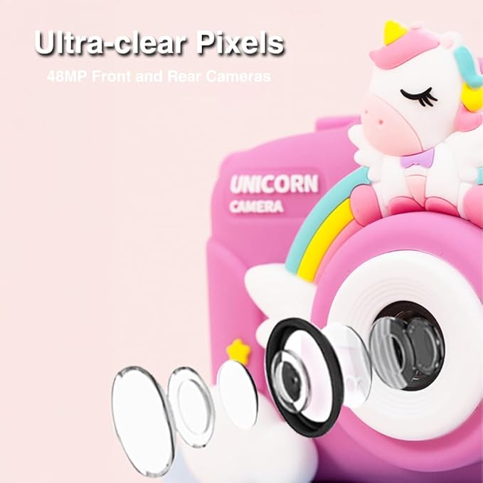 Kids Unicorn Digital Camera for 3-8 Years Girls Christmas Birthday Gifts