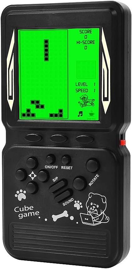 CZT New Retro Block Game Console Green Backlight Large Screen More Convenient for Playing Games Classic Nostalgia Puzzle Built-in 999 in 1 Brick Game Children's Gift (Black)