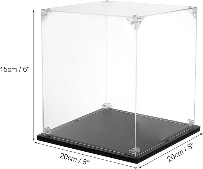 MECCANIXITY Acrylic Display Case, 8''x8''x6'' Clear Display Box Assemble Dustproof Display Box Storage Organizer for Collectibles Action Figures