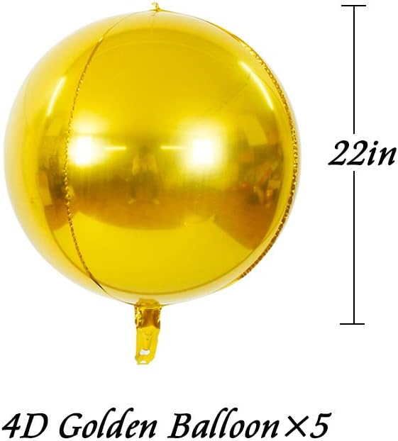 TONIFUL 8Pcs Large Gold 4D Giant Round Foil Balloon 22inch Big Mirror Metallic Mylar Sephere Balloons for Christmas New Year Birthday Party Graduation Wedding Bridal Shower Decoration Supplies