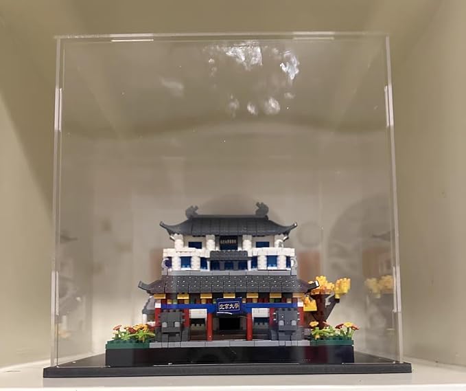 Clear Acrylic Display Case, Assemble Cube Display Box Stand with Black Base, Dustproof Protection Showcase for Collectibles Memorabilia Figurines (8*8*12inch;20*20*H30cm)