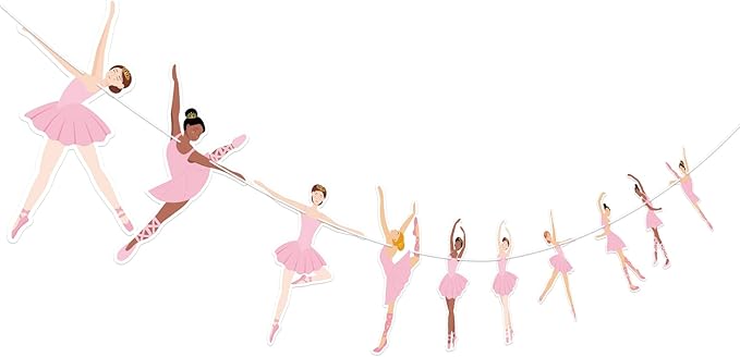 Ballerina Dancer Banner Ballet Girls Birthday Decor Ballet Dancing Hanging Garland Sign Pink Ballerina Party Garlands Decor for Girls Women Birthday Wedding Baby Shower Ballerinas Theme Party Supply