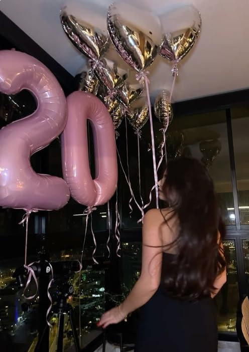 40 Inch Big Pearlescent Pink Number 2 Balloon Birthday Decoration, Number 2 Helium Balloon 12 20 22 23 24 26 28 32 42 Celebration, Boy Girl Baby Anniversary Party Graduations Supplies Decorations