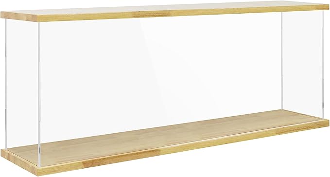 BenchPro Clear Acrylic Display Case for Trophy, Collectibles, Assemble Cube Display Box Stand Dust Proof Protection Showcase for Action Figures Toys. (1" Thick Wood, 20" H x 48" L x 8" D)