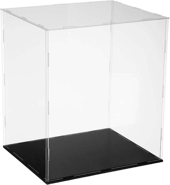 uxcell Acrylic Clear Display Case for Collectibles Self-Assemble Display Clear Boxes with Black Base Dustproof Countertop Storage Box for Collectible Action Figure, 11.8 x 9.8 x 13.8 Inch