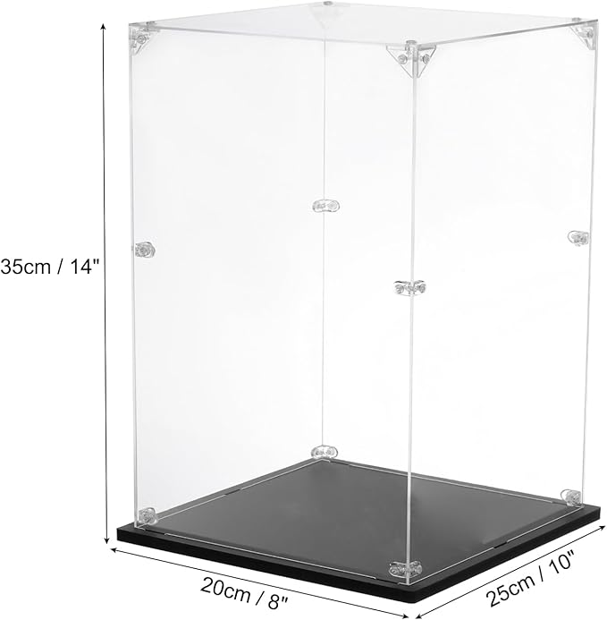 MECCANIXITY Acrylic Display Case, 8''x10''x14'' Clear Display Box Assemble Dustproof Display Box Storage Organizer for Collectibles Action Figures