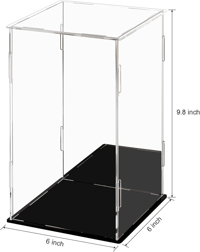 LileZbox Acrylic Display Case, Black Mirrored Display Box, Versatile Collectibles Display Showcase for Action Figures Toys-A1,1 Pack