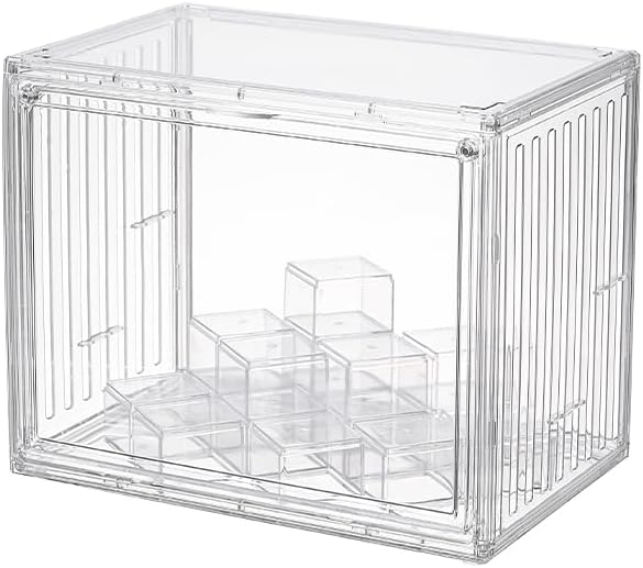 LED Lighted Display Case for Figures, Multi-Level Acrylic Display Box with Magnetic Door, Clear PET Organizer for Collectibles, Action Figures, Miniatures & Anime Desk Decor