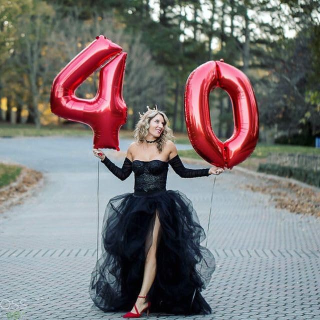 40 Inch Big Red 4, Balloon Number Large Foil Helium Number Balloons 0-9 Jumbo Giant Happy 4th Birthday Party Decorations for Boy or Girl Huge Mylar Anniversary Party Supplies