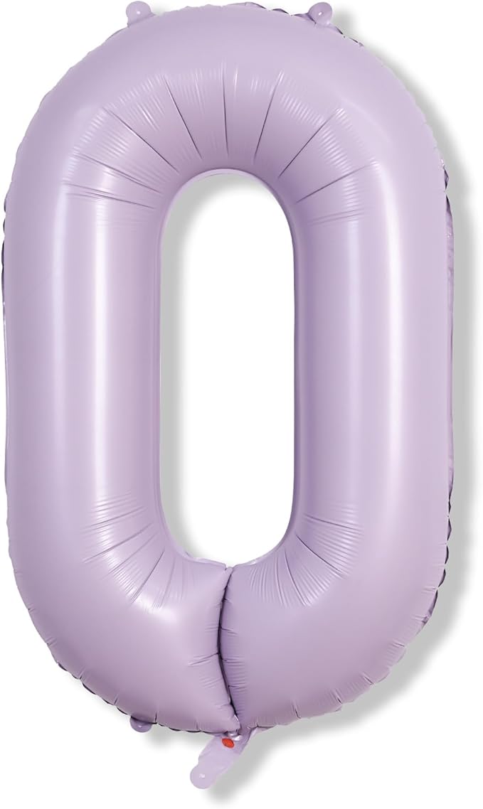 Pastel Purple Number 0 Balloons 40 Inch, Large Lilac Number Balloons 0-9 Set, Light Purple 0 Mylar Foil Balloon Numbers for Girls Women Baby Shower Birthday Graduation Anniversary Party Decorations