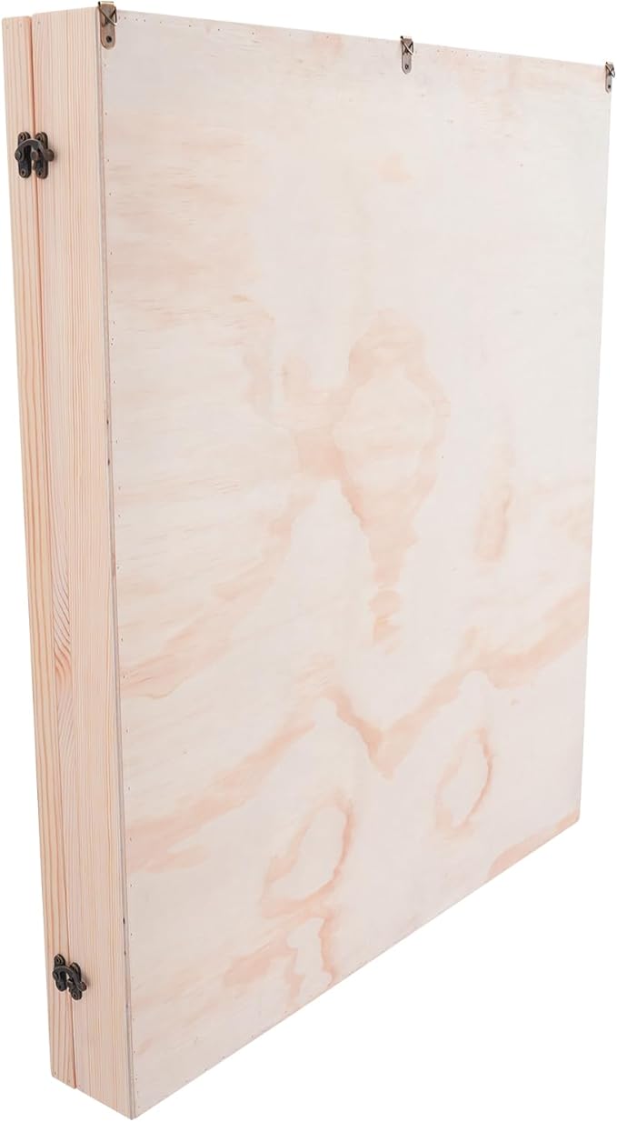 Wall Mount Wooden Display Case with 50 Compartments, Clear Acrylic Door Dust-Proof Miniature Organizer, Wood Collectibles Display for Action Figures, Collectible Models & Mini Dolls (23.46x24.65 in)
