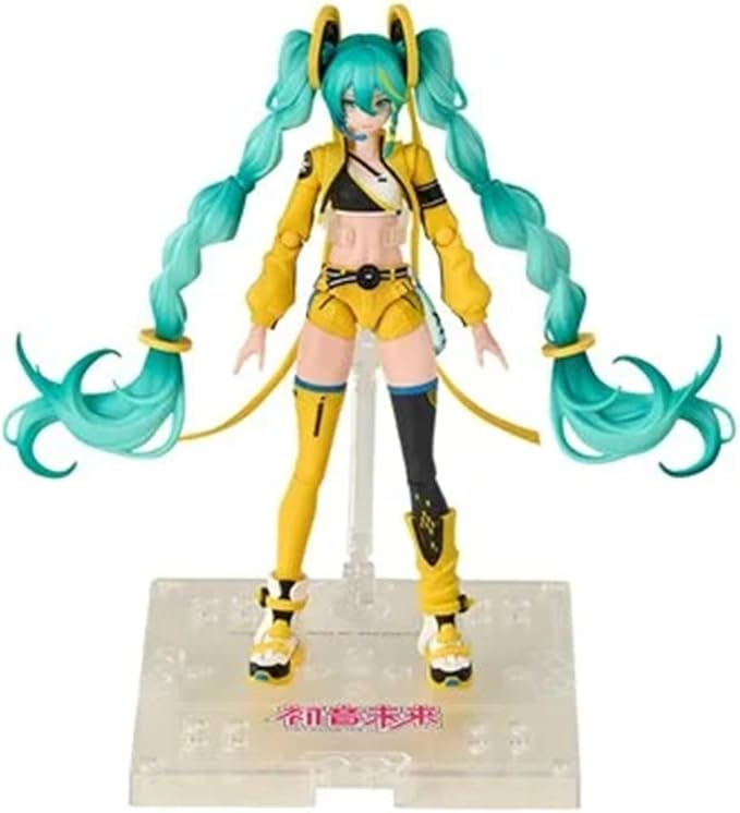 Vocaloid Fantastics Series Hatsune Miku Vivid Echoes Model Kit, Collectible Anime Figure with Microphone Stand, Turquoise Hair, Yellow Outfit