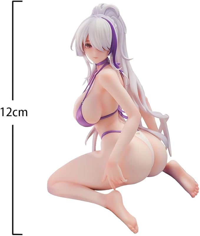 2pcs USS New Jersey Figure Swimsuit Anime Girl Figure Kneeling Position Statue Ijn Unzen Action Figures Collectible Models PVC Desktop Decoration