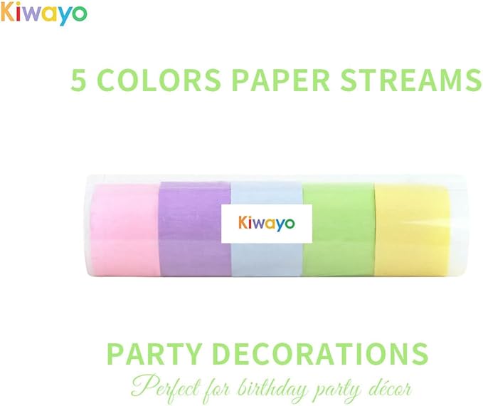 Pastel Birthday Decorations, Crepe Paper Streamers Party Decorations (5 Rolls)- Pastel Pink, Purple, Blue, Yellow, Green Multicolor Paper Crafts for for Women, Girls- Fancy Rainbow Theme Hanging Décor