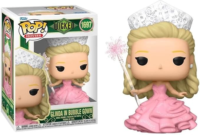 POP Movies: Wicked - Glinda in Bubble Gown Funko Vinyl Figure (Bundled with Compatible Box Protector Case), Multicolor, 3.75 inches
