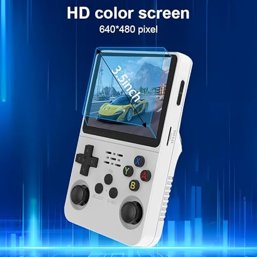 R36S Handheld Game Console, 3.5" IPS Screen Retro Game Emulator with Open Source System, Portable Video Gaming Player with Built in 3000+ Games, 64GB TF Card, Gift for Adults Teens Kids, white