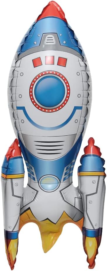 Inflatable Rocket spaceman astronaut Balloons Base Standing Rockets Foil Balloon Boys Space Theme Birthday Party Kids Inflatable Rocket Toys Decor (Selfstand Rocket)