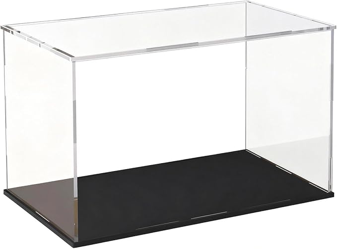 Large Acrylic Display Case, Clear Acrylic Display Box with Matte Base, Dustproof Collectible Storage Cases, DIY Easy Assembly Showcase for Figures, Models, Collectibles, 16 x 8 x 8 inch