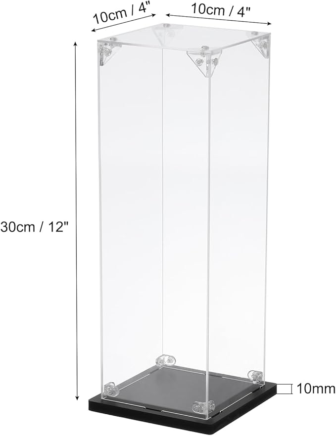 MECCANIXITY Acrylic Display Case, 4''x4''x12'' Clear Display Box Assemble Dustproof Display Box Storage Organizer for Collectibles Action Figures